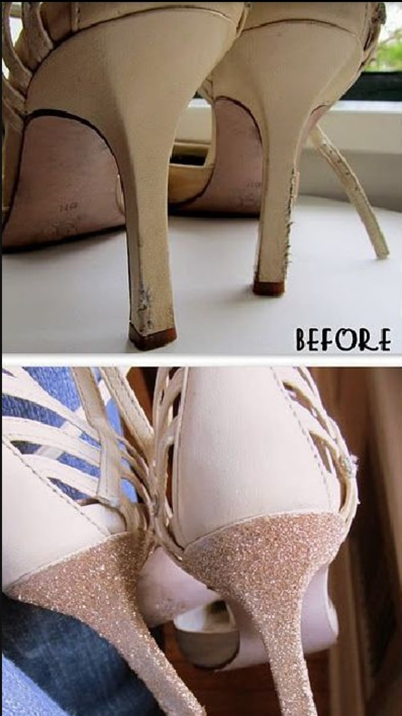 Give your worn heels a makeover with glitter. 